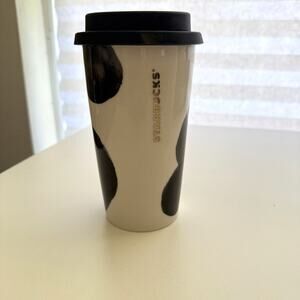 Starbucks 10oz Watercolor Polka Dot Ceramic Tumbler Silicone Lid Limited Edition